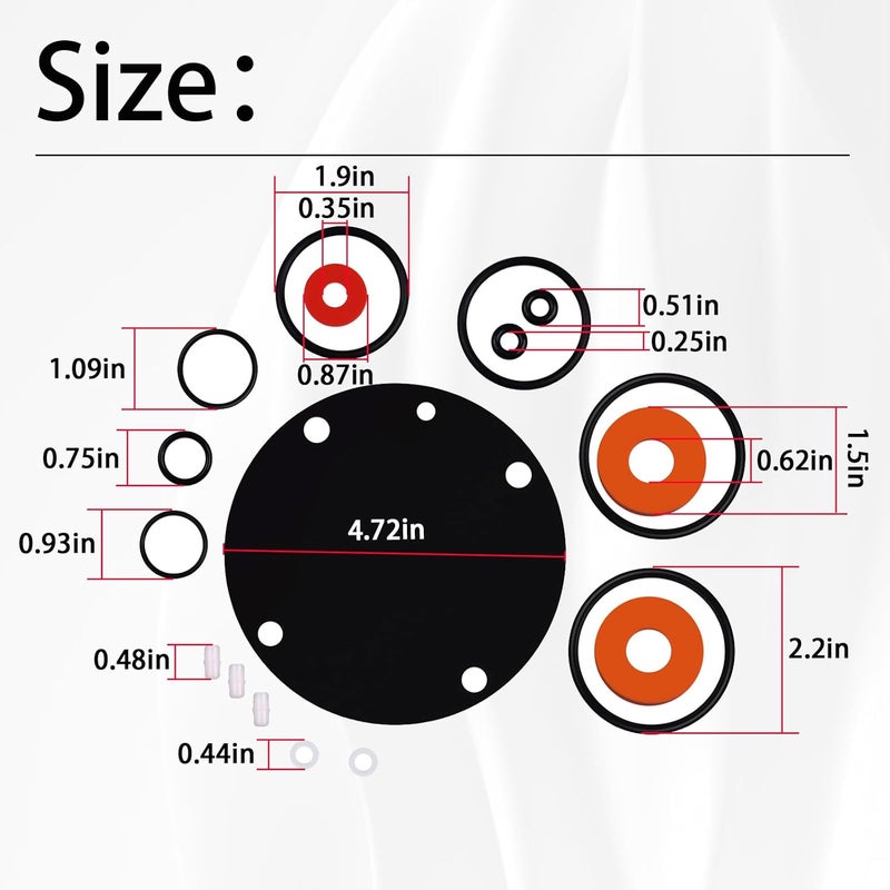 XTPTFABS 905111 Complete Rubber Repair Kit Fits for Febco Backflow 15-32mm 825Y 825YA 825YAR Series 3/4",1",1-1/4"size,18Pcs - Image 3